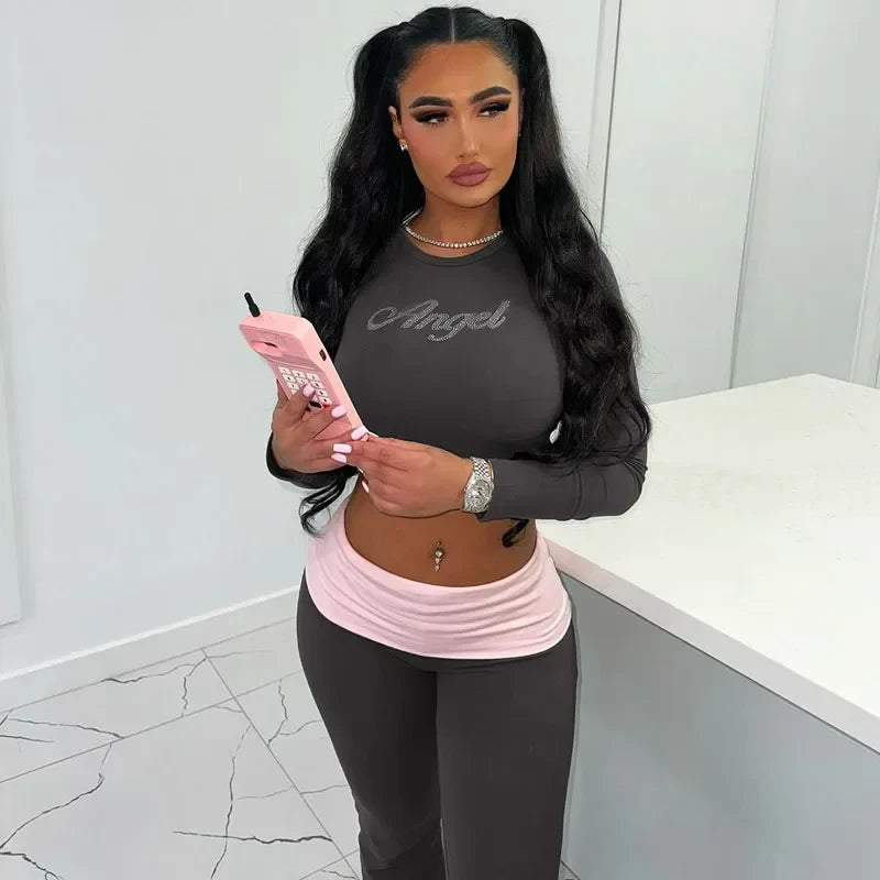 Diamond Patchwork Two-Piece Loungewear Set
