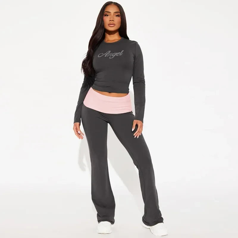 Diamond Patchwork Two-Piece Loungewear Set